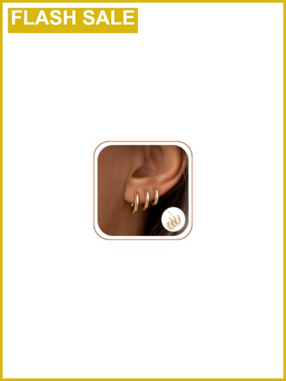 14k Gold Plated Triple Huggie Hoop Stud Earrings for Women